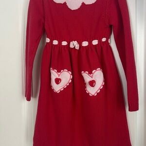 Gymboree Red A-line Dress with Peter Pan Collar and Long Sleeves